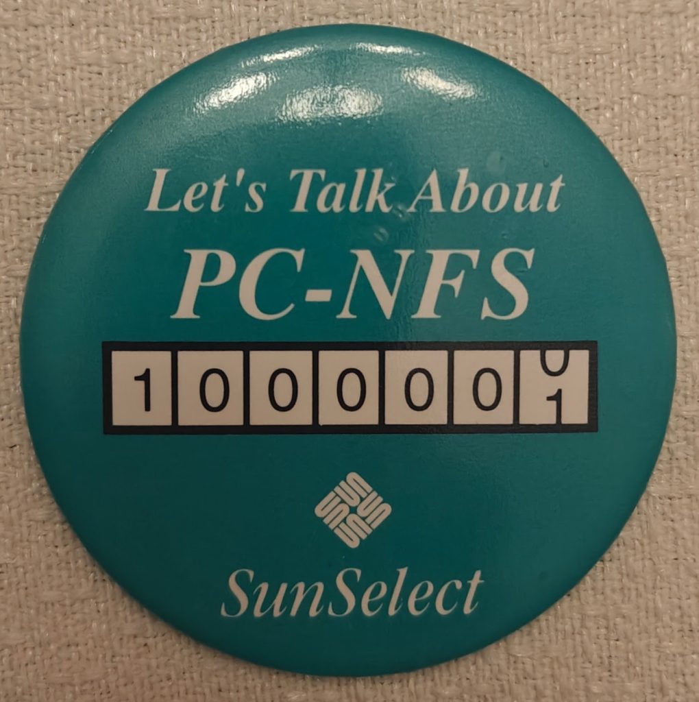 Blue advertising button which says "Let's Talk About PC-NFS" and an odometer showing the number moving to one million and 1